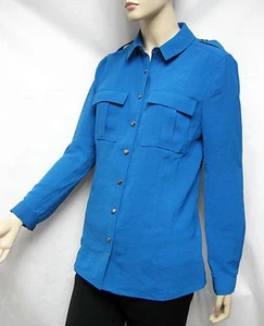 $350 Burberry Brit XS Kingfisher Military Blouse Shirt Women Lady Business Gift - Picture 1 of 9