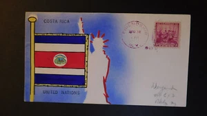 1943 Friendship NY Mae Weigand Hand Painted Costa Rica UN Patriotic Cover 2 - Picture 1 of 2