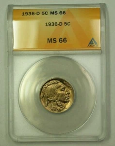 1936-D Buffalo Nickel 5c ANACS MS-66 (A) (WW) - Picture 1 of 2
