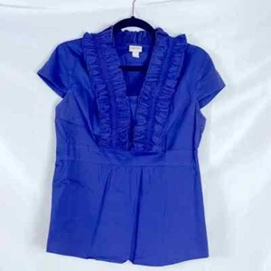 Camicia da donna blu Merona manica corta collo a V taglia small - Foto 1 di 11
