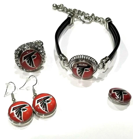 Atlanta Falcons NFL Snap Jewelry snap, stretch Ring, Earrings or Bracelet Cover