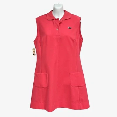 NWT Vintage Lacoste Sleeveless Dress Chemise Lacoste - Size 16 - Watermelon Pink - Image 1 of 4