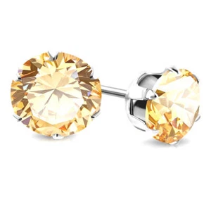 Clous d'oreille acier Cristal rond 4mm 6 griffes - Imagen 1 de 4