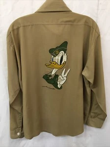 VINTAGE 70s Kennington California Donald Duck DISNEY BIG COLLAR SHIRT M 1970s - Picture 1 of 6