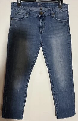 Kut From The Kloth Straight Jeans Women Sz 6P Mid Rise Distressed Raw Hem Petite - Image 1 of 4