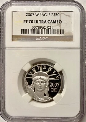 2007-W $50 Half-Ounce Platinum American Eagle NGC Proof-70 UC - Image 1 of 4