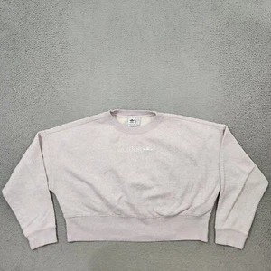 Adidas Sweatshirt Womens Large Light Purple Speckled Crew Neck Crop Long Sleeve - Picture 1 of 11