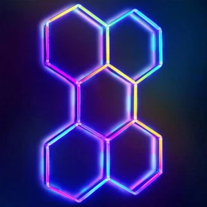 3/5 Hexagon LED Garage Lights White/RGB Wall Light Music Modes for Gaming,Party - Picture 1 of 35