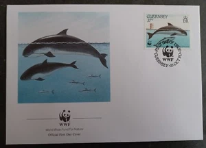 1990 Guernsey World Wildlife Fund FDC ties 37p Stamp cd Guernsey - Picture 1 of 2