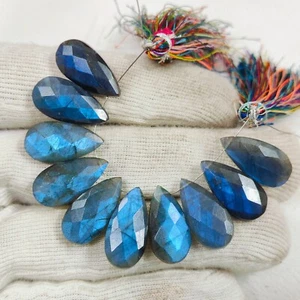 Perline briolette labradorite blu appariscenti migliore qualità misura 20x10 mm 10 perline - Foto 1 di 8