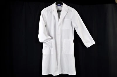 Basic White 40" Lab Coat Crest Style 124 Button Front Size XS - Image 1 of 4
