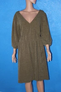 Vestido ANTHROPOLOGIE RO+DE talla L verde musgo hasta la rodilla manga 3/4 ¡NUEVO CON ETIQUETAS $130! - Imagen 1 de 8