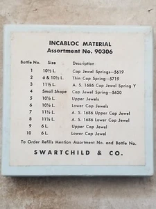 Surtido de materiales vintage Swartchild & Co Incabloc n.º 90306 piezas de relojero - Imagen 1 de 3