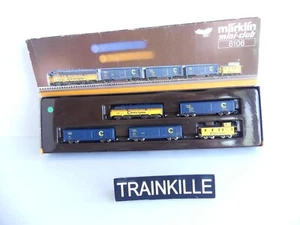 8106 / ECHELLE Z 1:220 / MARKLIN MINI CLUB LOCOMOTIVE EMD F7A + WAGON + CABOOSE - Picture 1 of 9