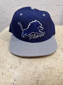 VTG 90’s Detroit Lions New Era Pro Model Blue Fitted Hat 6 5/8” Wool Team NFL - Picture 1 of 6