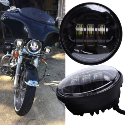 4 1/2 4.5 Inch Black LED Auxiliary Spot Passing Fog Light Lamp For Harley Bike - Image 1 of 4