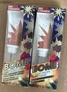 2X - Blush Bomb Color Drops - BB6 Cinnamon by Flower for Women - 0.3 oz Blush - Picture 1 of 6