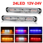 2x Amber/White/Blue/Red 24-LED 72W Car Truck Alarm Flash Strobe Light Bar