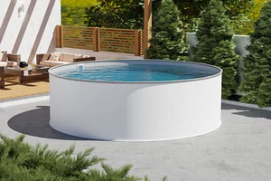 Stahlwandbecken Pool Rundbecken Schwimmbecken rund 400x120cm Folie 0,8 mm grau - Bild 1 von 4