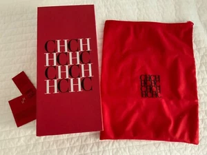 Caroline Herrera Empty Shoe Box & Dust Bag 12x5.5" tags Red w/ CHCH - Picture 1 of 10