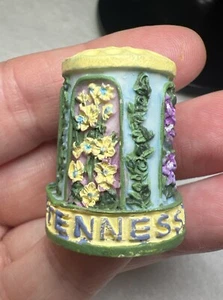 Vintage Tennessee Resin Thimble Flowers Souvenir Colorful 3D - Picture 1 of 6