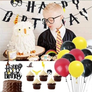 Suministros de cumpleaños de mago 49 piezas kit de fiesta de Harry Potter toppers globos + más - Imagen 1 de 1