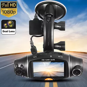 2.7" LCD 1080P Dual Lens Car DVR Dash Cam GPS Camera Video Recorder Night Vision - Picture 1 of 12