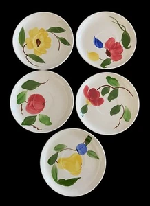 Set Of 5 Stetson Rio 6-1/4” saucers hand painted 1950 flowers USA excellent - Picture 1 of 5