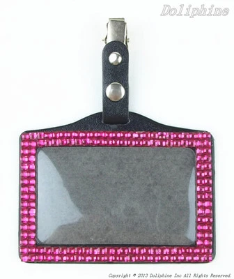 Horizontal Bling Rhinestone ID Badge Holder with Alligator Clip  - Image 1 of 2