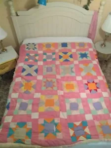 Southern Hand Sewn Hand Knotted Old Vintage Crazy Patchwork Quilt - Picture 1 of 11