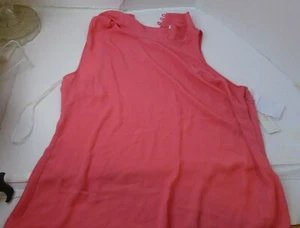 LAUNDRY by SHELLI SEGAL Sleeveless Tank Top Blouse Calypso Coral Pink Large - Picture 1 of 8