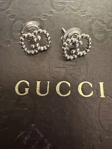 Gucci Interlocked Stud Silver Earrings With Box And Bag Authentic - Picture 1 of 6