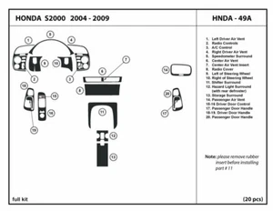 Interior Carbon Fiber Dash Trim Kit for Honda S2000 2004 -2009 Interior Overlay - Picture 1 of 1