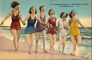 Cartolina San Pietroburgo Spiaggia Florida Bellezze Balneari Lino Francobollo 1939 - Foto 1 di 2
