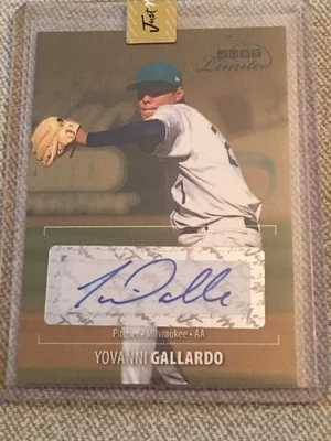 YOVANI YOVANNI GALLARDO 2006 Just Minors Limited GOLD AUTOGRAPH #1/50 BREWERS - Image 1 of 2