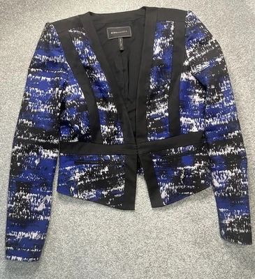 Blazer para mujer BCBG Max Azria azul estampado oriental Keeley manga larga mediano Foto 1 de 4