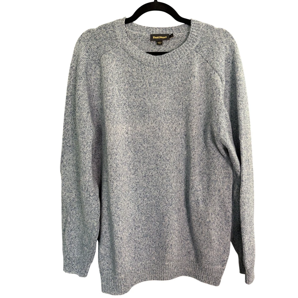 VTG Paul Stuart Raglan Sweater L Blue Cotton Preppy Grandpa Cozy Old Money ITALY - Image 1 of 4