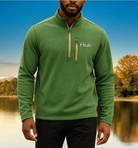 Huk Marolina Outdoor H1300023 Huk Channel 1/4 Zip Military Olive Size M - Picture 1 of 11