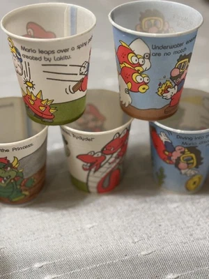 RARE 22 Vintage Super Mario Nintendo 1989 Retro Dixie Cups Bowser  USA made - Image 1 of 4