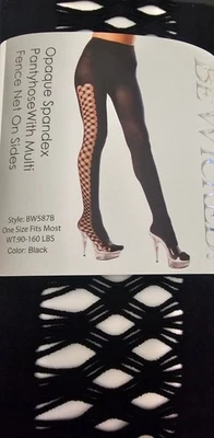Pantimedias OPACAS de Spandex con red de múltiples cercas en los lados Be Wicked BW578 Foto 1 de 2