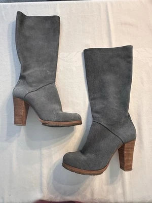 Coclico Gray Suede Tall Heeled Boots Size 39/Us 8 Made In Spain - Image 1 of 4