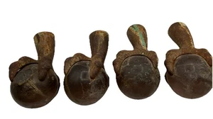 Menge 4 große antike Adlerkralle Gusseisen Glaskugeln Ofen Bein Hardware 3,5x6" - Bild 1 von 9