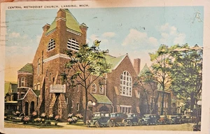 Central Methodist Church Lansing Mich Postcard Tichnor Quality Views - Picture 1 of 2