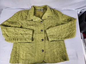 Giacca cappotto donna CHICO'S stropicciato testurizzato verde lime BLAZER taglia 1 - Foto 1 di 4