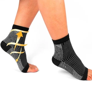 1Pairs Ankle Brace Support Fasciitis Pain Compression Toeless Socks Foot Relief - Picture 1 of 12
