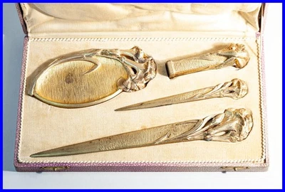 André DUVAL Desk Set Type Deco Bronze Vide Poche Letter Opener Pettschaft Orig. - Image 1 of 4