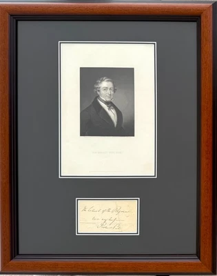 Robert Peel, Former Prime Minister Framed 50x40cm Hand Written Signed Card & COA - Image 1 of 4