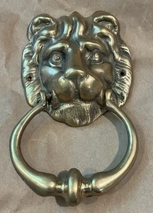Solid Brass Lion Head Door Knocker Heavy Regal Classic - Picture 1 of 9