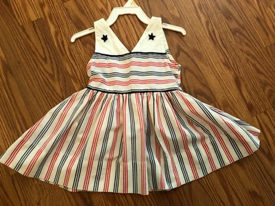 Vestido a rayas rojo blanco azul vintage años 50 niñas pequeñas talla ver medidas Foto 1 de 4