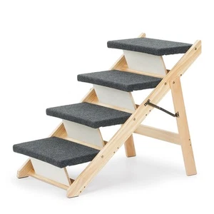 Wooden Dog Stairs/Steps - Foldable 4 Levels Pet Stairs & Ramp Perfect for Bed... - Picture 1 of 8